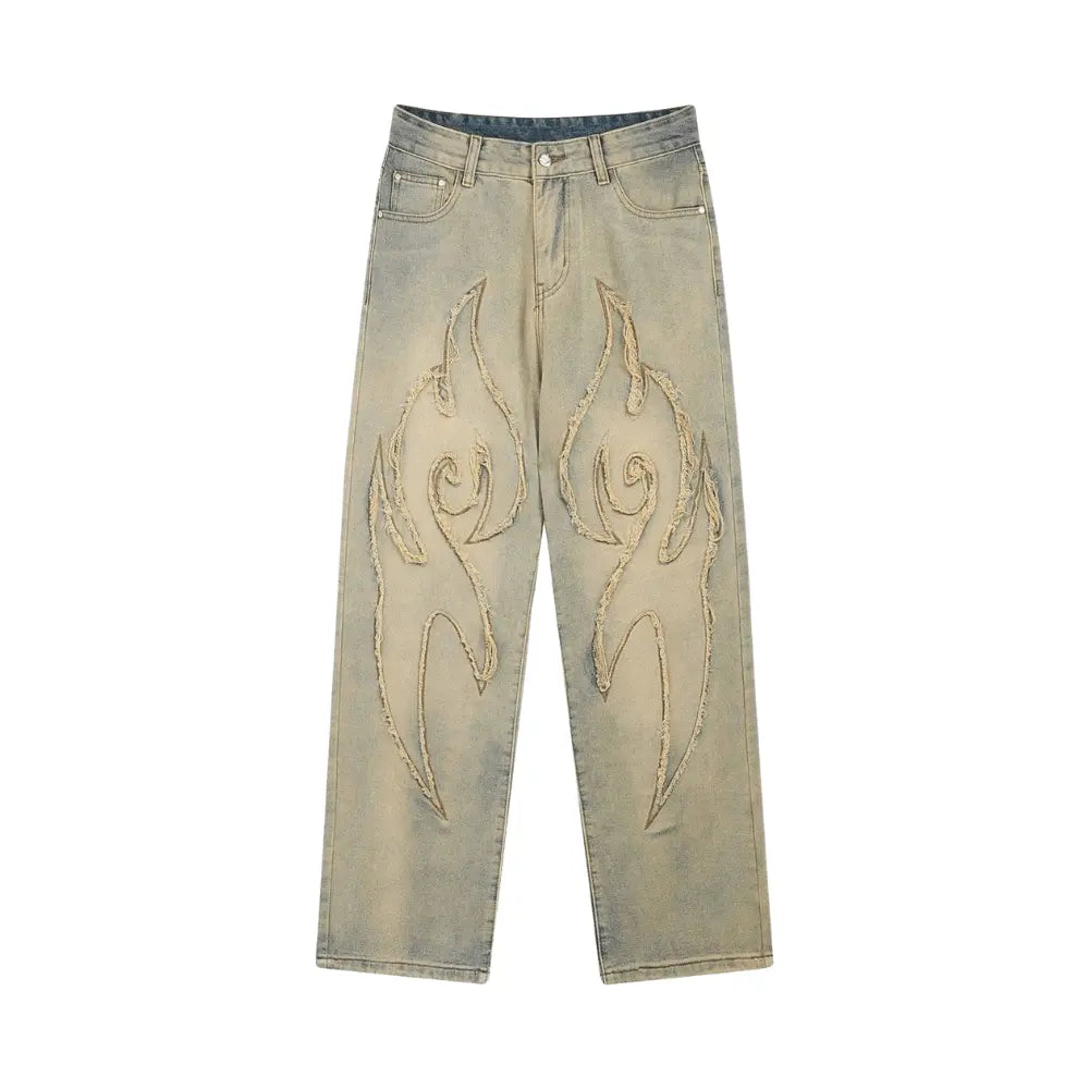 Flame Embroidered Jeans