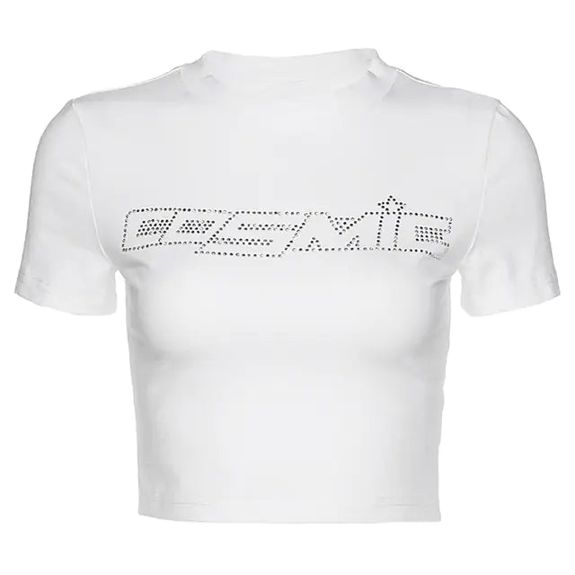 Rhinestone Heart Print Y2K Crop Tank Top