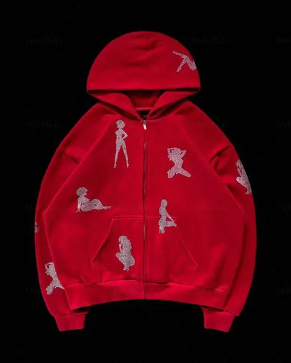 Rhinestone Y2K Zip-Up