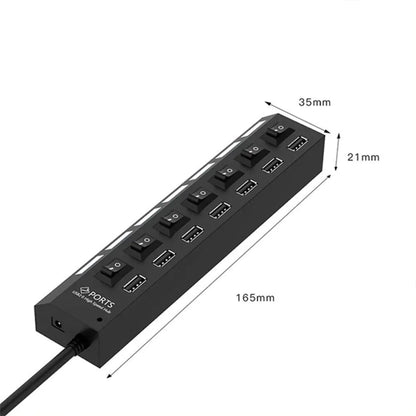 Laptop 7 Port USB 2.0 / 3.0 Hub Splitter Adapter High Speed
