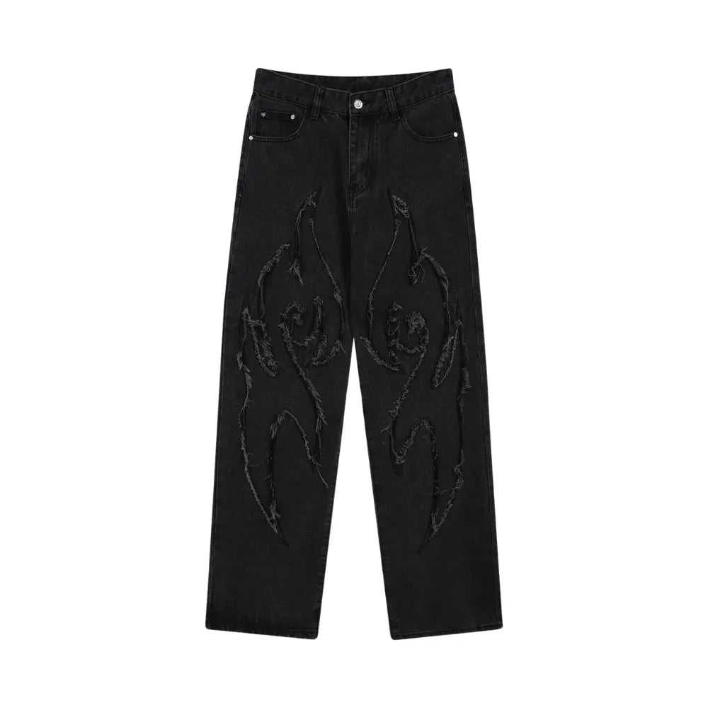 Flame Embroidered Jeans