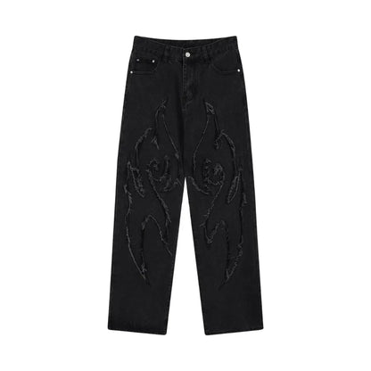 Flame Embroidered Jeans