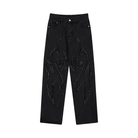 Flame Embroidered Jeans