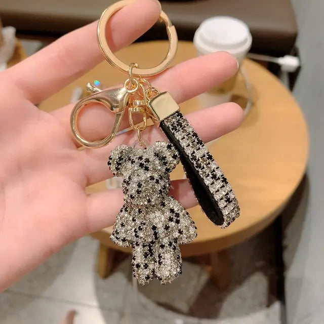 Rhinestone Bear Strap Keychain