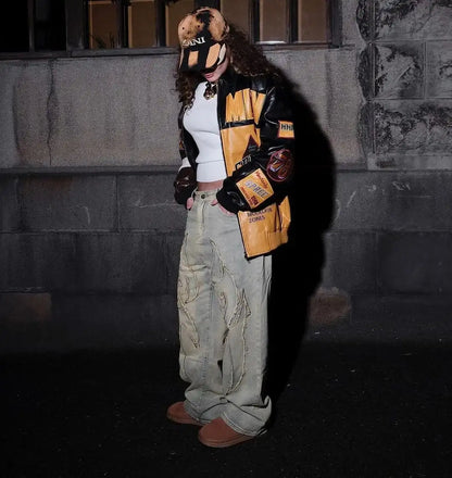 Flame Embroidered Jeans