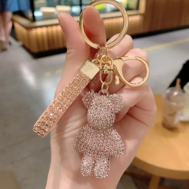 Rhinestone Bear Strap Keychain