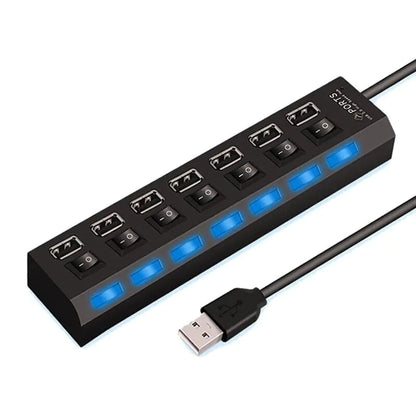Laptop 7 Port USB 2.0 / 3.0 Hub Splitter Adapter High Speed