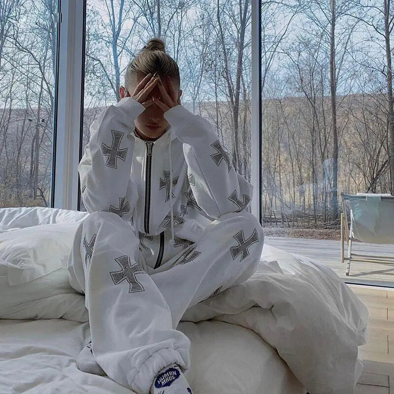 Rhinestone Hooded Zip-Up & Sweatpants Solus™