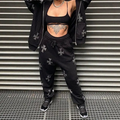 Rhinestone Hooded Zip-Up & Sweatpants Solus™