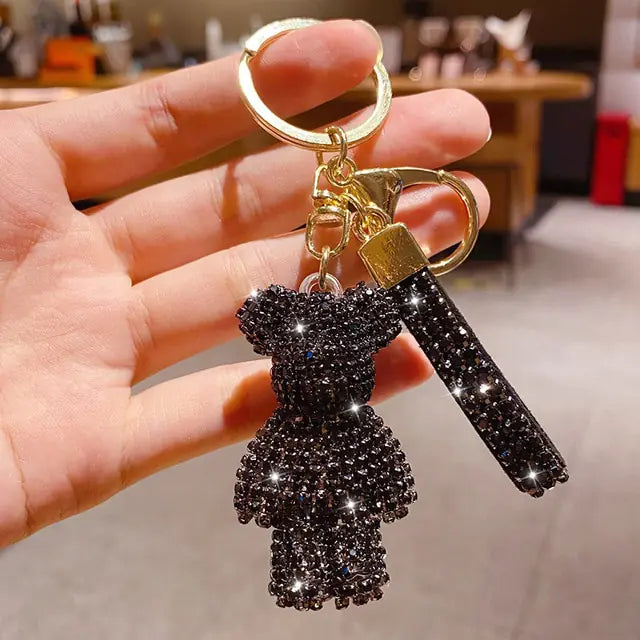 Rhinestone Bear Strap Keychain