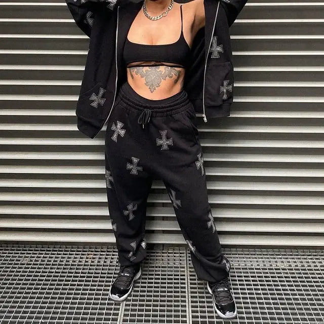 Rhinestone Hooded Zip-Up & Sweatpants Solus™