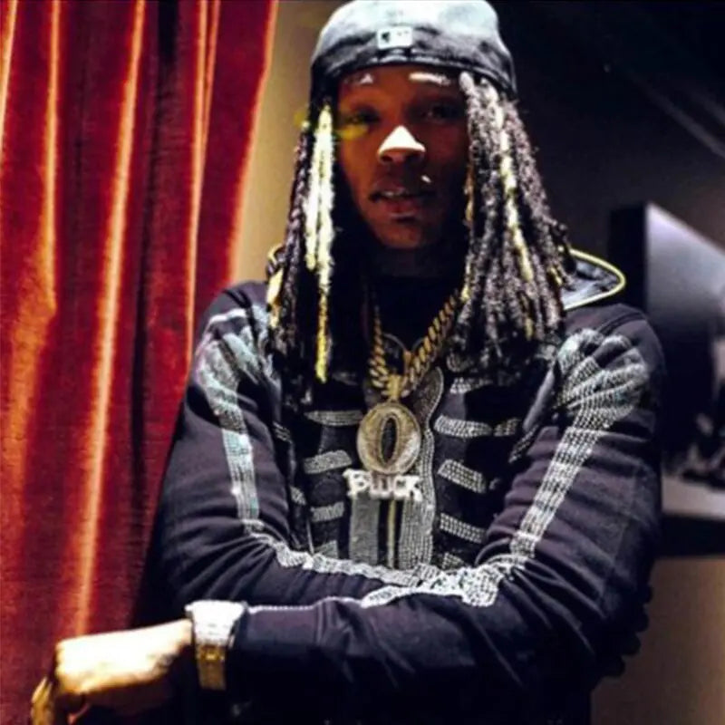 Rhinestone Hip-Hop Skeleton Zip-Up