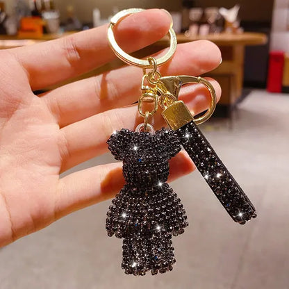 Rhinestone Bear Strap Keychain