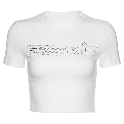 Rhinestone Heart Print Y2K Crop Tank Top