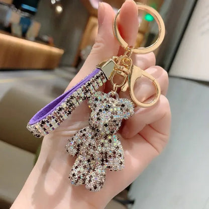 Rhinestone Bear Strap Keychain