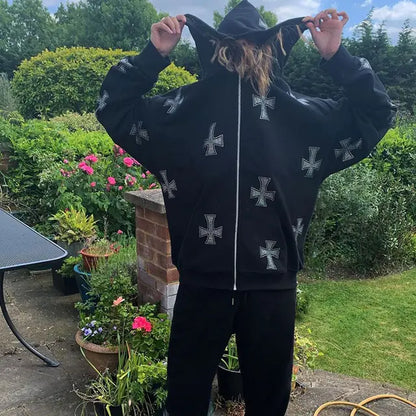 Rhinestone Hooded Zip-Up & Sweatpants Solus™