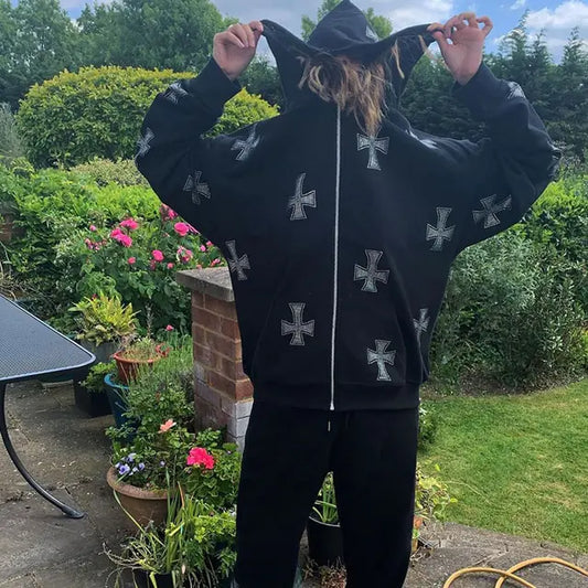 Rhinestone Hooded Zip-Up & Sweatpants Solus™