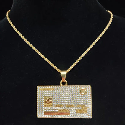 Iced Out Credit Card Pendant Necklace