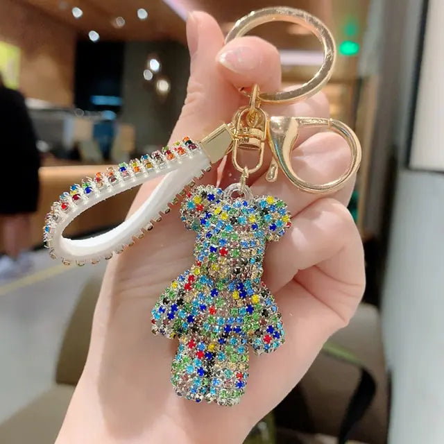 Rhinestone Bear Strap Keychain