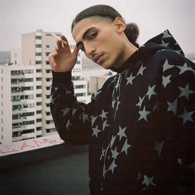 Rhinestone Hip-Hop Skeleton Zip-Up