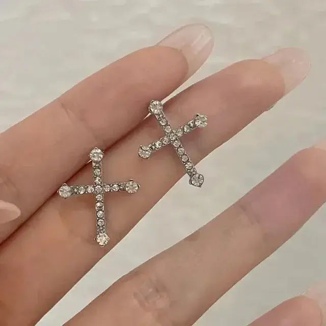 Cross Zircon Earrings net star