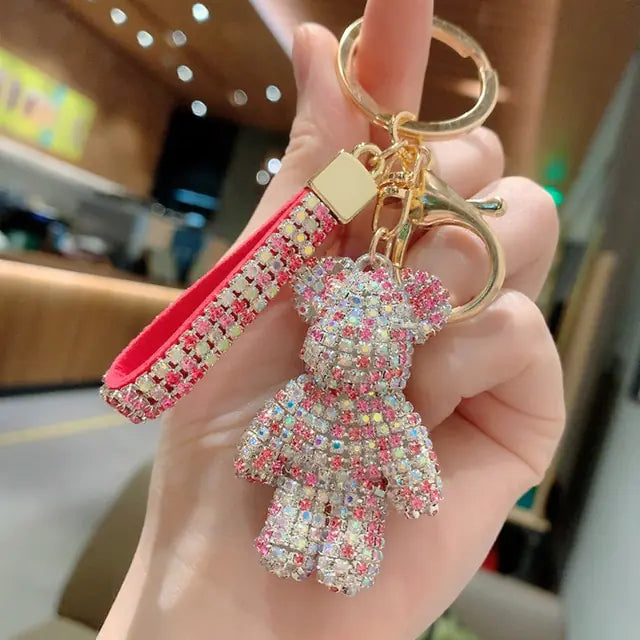 Rhinestone Bear Strap Keychain