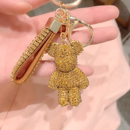 Rhinestone Bear Strap Keychain