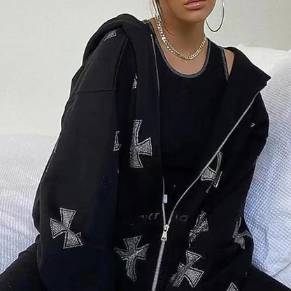 Rhinestone Hooded Zip-Up & Sweatpants Solus™