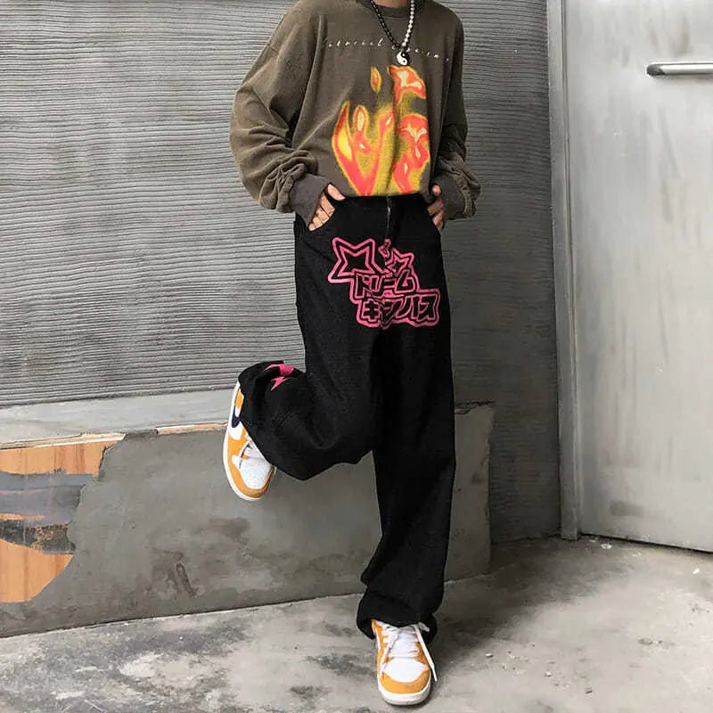 Hip Hop Star Print Jeans