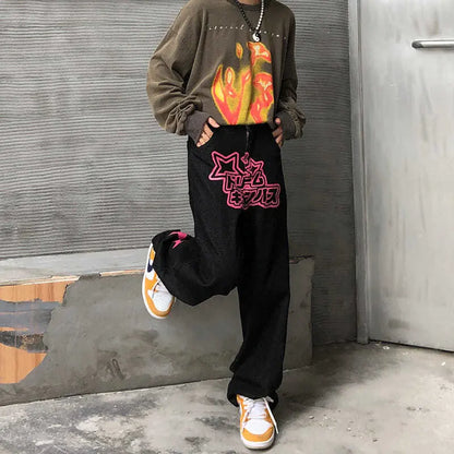 Hip Hop Star Print Jeans