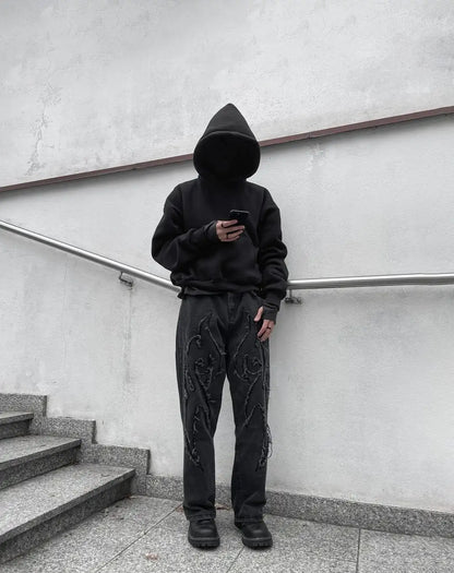 Flame Embroidered Jeans