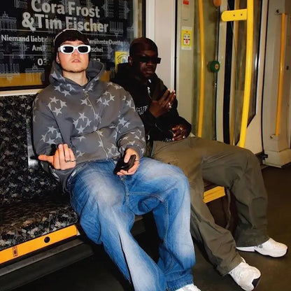 Rhinestone Hip-Hop Skeleton Zip-Up