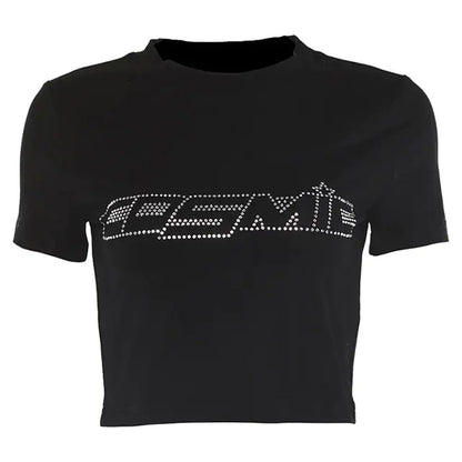 Rhinestone Heart Print Y2K Crop Tank Top