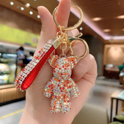 Rhinestone Bear Strap Keychain