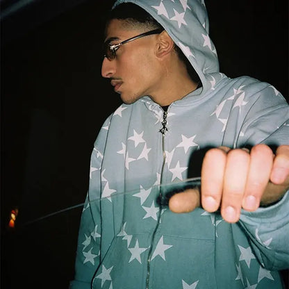 Rhinestone Hip-Hop Skeleton Zip-Up