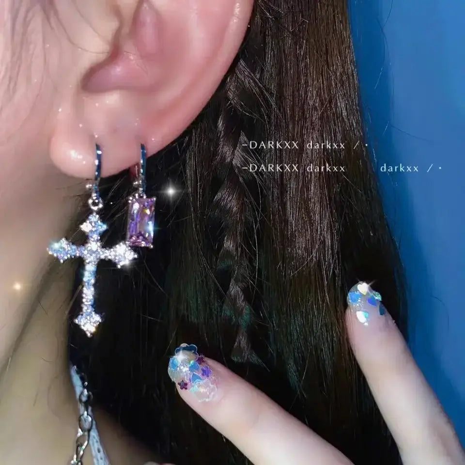 Cross Zircon Earrings net star