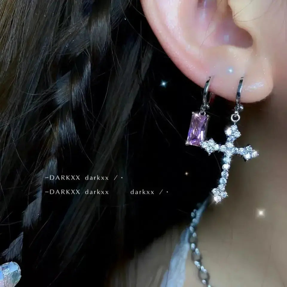 Cross Zircon Earrings net star