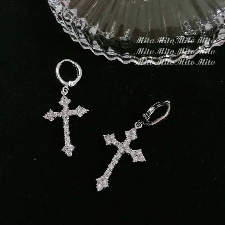 Cross Zircon Earrings net star