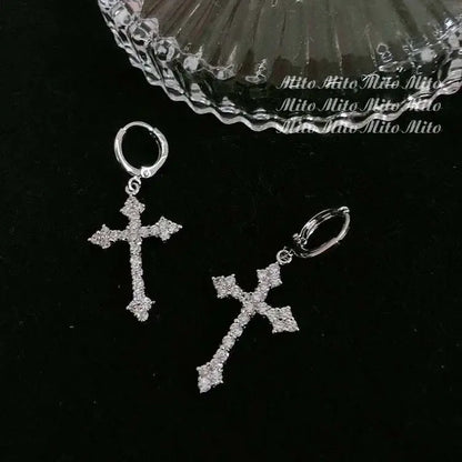 Cross Zircon Earrings net star