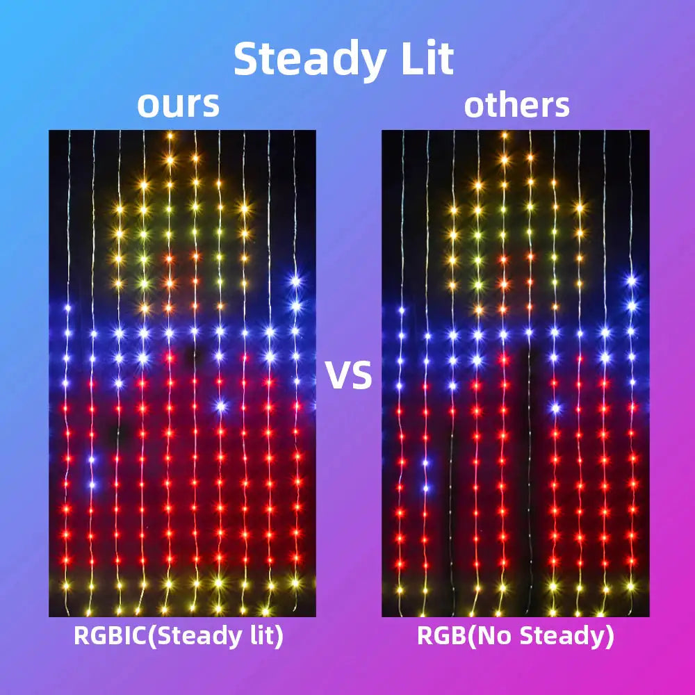 Color Waves LED Curtain Sync Lights net star