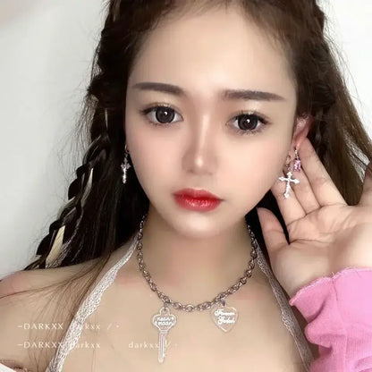 Cross Zircon Earrings net star